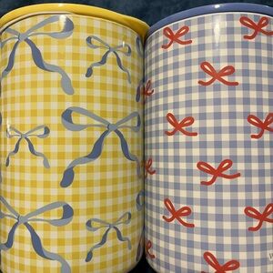 Gingham Bow Ceramic Canisters